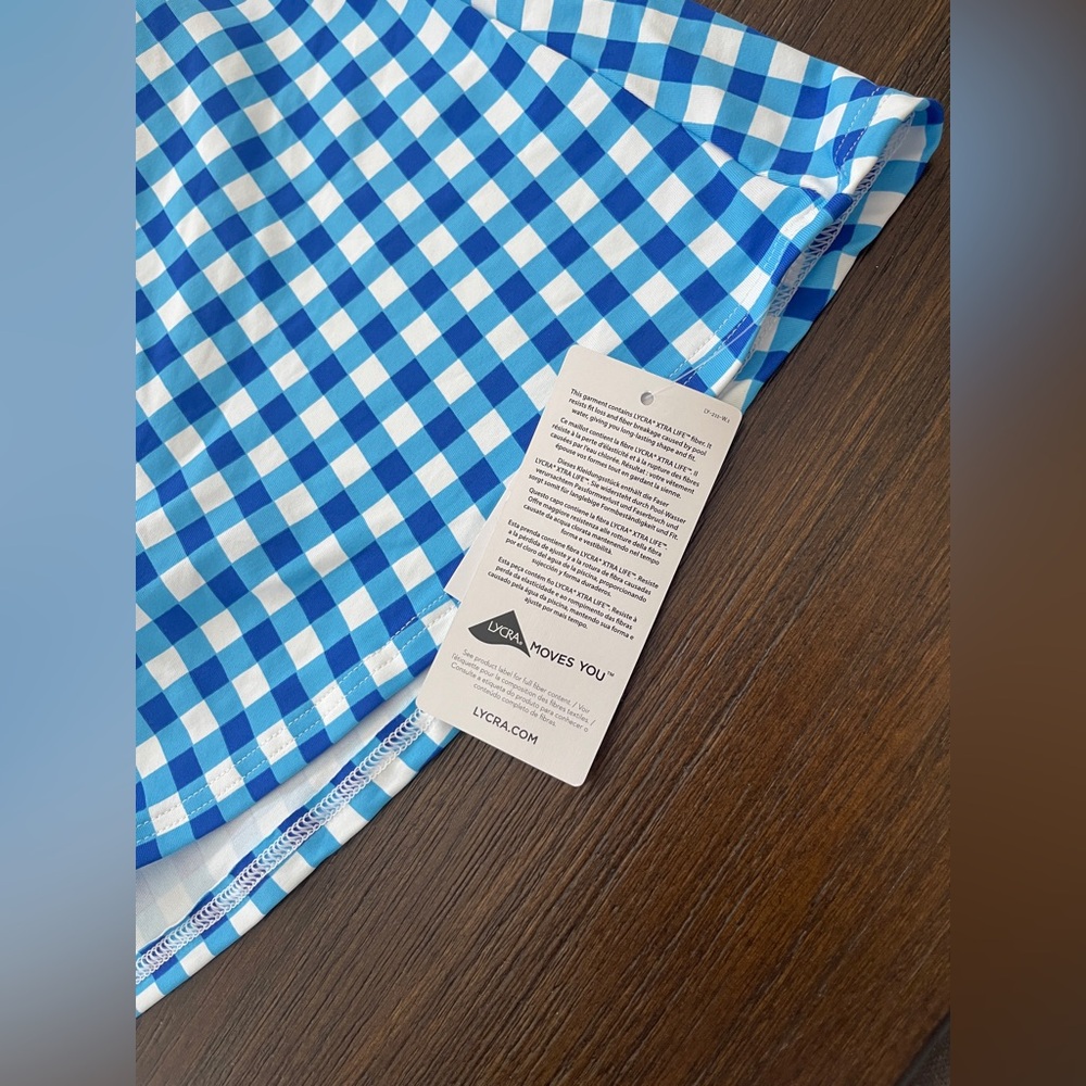 NWT Draper James X Lands End Blue Gingham Swim Skirt - Picture 2 of 7